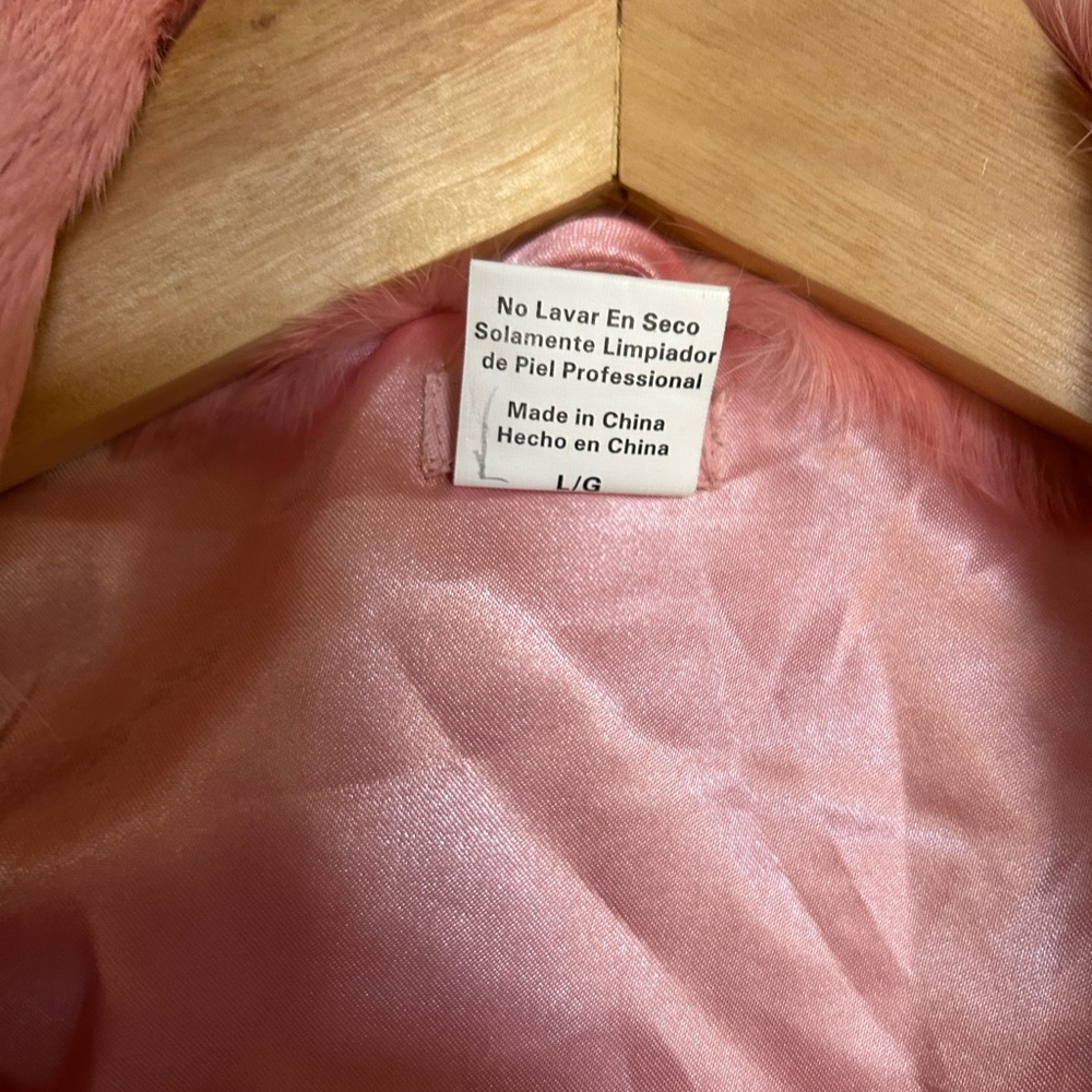 Pink Rabbit Fur Cropped Jacket - Picture 7 of 8